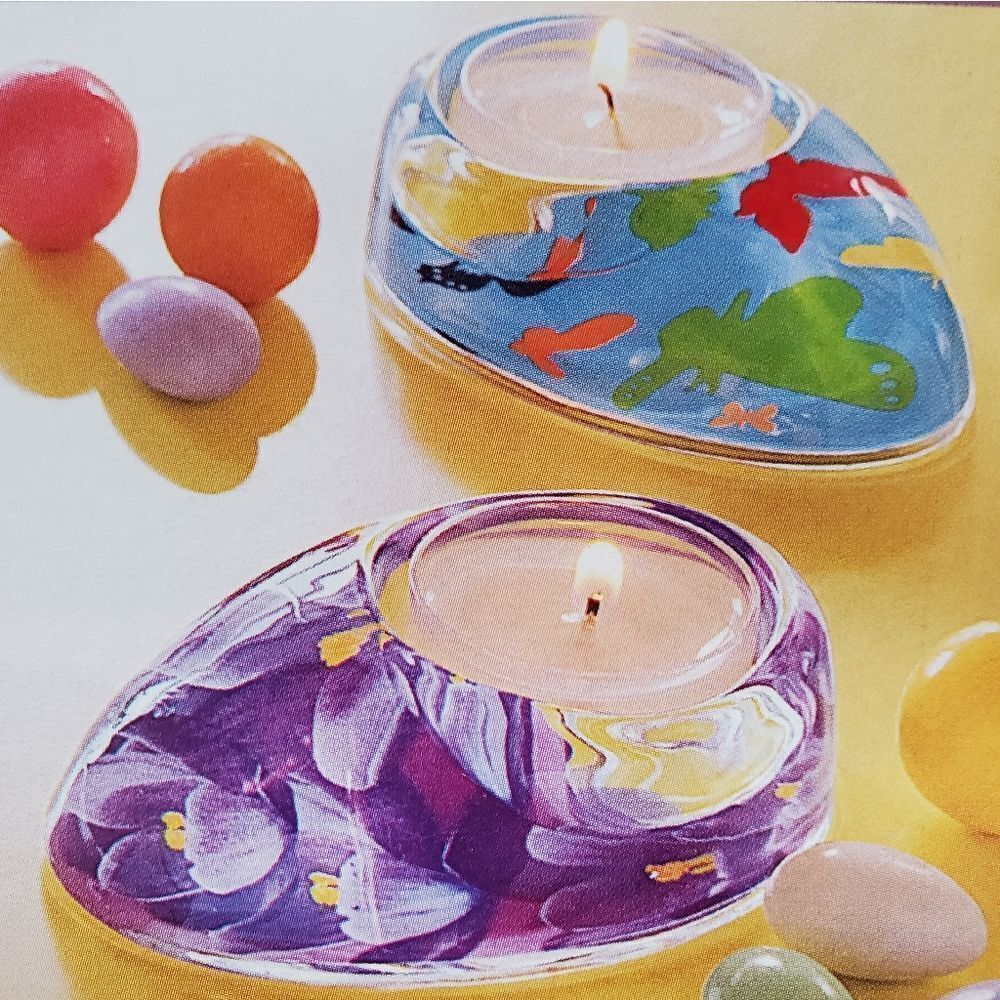 🩵NIB Partylite Purple & Blue Spring Glass Egg Tealight Pair